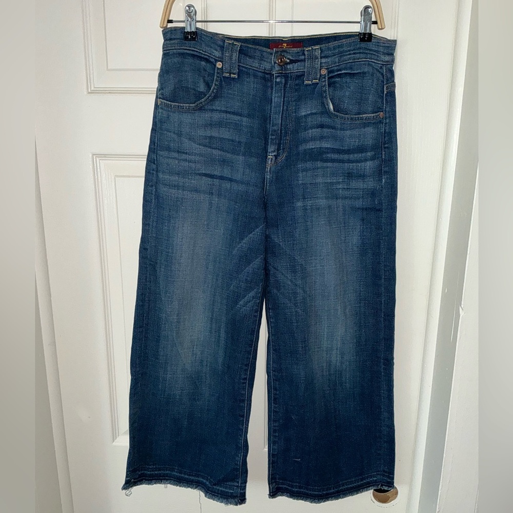 7 For All Mankind Dark Blue Cropped, Ankle Jeans